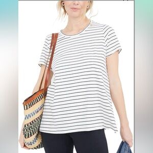 Hatch The Luxe Nursing Tee Black and White Stripe Size 1